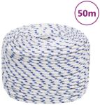 vidaXL Franghie de barca, alb, 8 mm, 50 m, polipropilena GartenMobel Dekor (152290)