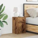 vidaXL Noptiera LED cu sertar Lemn vechi 38 x 34 x 61 cm Lemn compozit GartenMobel Dekor (874143)