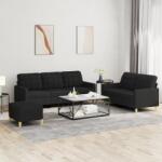 vidaXL Set de canapele cu perne, 3 piese, negru, textil GartenMobel Dekor (3201318) Canapea