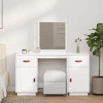 vidaXL Set de masa de toaleta cu oglinda, alb, lemn masiv de pin GartenMobel Dekor (3107835)