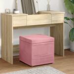vidaXL Taburet Roz 41 x 41 x 40 cm Catifea si lemn stratificat GartenMobel Dekor (876753)