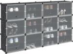 vidaXL Organizator cub de depozitare cu usi, 12 cuburi, negru, PP GartenMobel Dekor (4019578) Pantofar