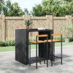 vidaXL Scaune de bar 2 buc negru, poliratan si lemn masiv acacia GartenMobel Dekor (362606)