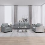 vidaXL Set de canapele cu perne, 3 piese, gri deschis, textil GartenMobel Dekor (3201770) Canapea