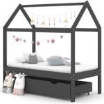 vidaXL Cadru pat copii cu sertar gri închis 70x140 cm lemn masiv pin GartenMobel Dekor (322142)