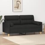 vidaXL Canapea cu 2 locuri cu pernute, negru, 140 cm, textil GartenMobel Dekor (3200825) Canapea