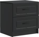 vidaXL Noptiera neagra cu 2 sertare din lemn prelucrat, 43x34, 5x44, 5 cm (895677)