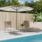 vidaXL Sezlonguri pliante, 2 buc. , gri taupe, textilena si otel GartenMobel Dekor (360186)