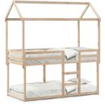 vidaXL Pat supraetajat cu acoperis, alb, 80x200 cm, lemn masiv de pin GartenMobel Dekor (3282121)