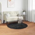 vidaXL Covor din Lana Faux Tafalla Negru Ø 120 cm Poliester GartenMobel Dekor (42021581) Covor