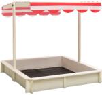 vidaXL Cutie de nisip cu acoperis reglabil, alb/rosu, lemn brad, UV50 GartenMobel Dekor (316476)