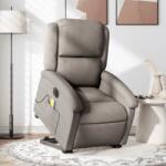 vidaXL Fotoliu electric masaj rabatabil cu ridicare, gri taupe, textil GartenMobel Dekor (3204208)