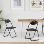 vidaXL Scaun pliant 2 pcs Negru 48 x 43, 5 x 81 cm Piele artificiala GartenMobel Dekor (42029060)
