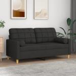 vidaXL Canapea cu 2 locuri cu pernute, negru, 140 cm, textil GartenMobel Dekor (3200786) Canapea