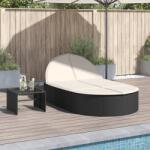 vidaXL Sezlong dublu cu perne, negru, poliratan GartenMobel Dekor (368646)