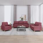 vidaXL Set canapea cu perne, 3 piese, rosu vin, material textil GartenMobel Dekor (3201248) Canapea