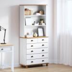 vidaXL Hutch cu sertar ASKIM Alb 91 x 40 x 200, 5 cm Lemn de pin masiv GartenMobel Dekor (3334641) Comoda