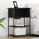vidaXL Noptiera stejar negru 55 x 31 x 76 cm, cu statie de încarcare (859500)