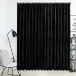 vidaXL Draperie opaca, negru, 290 x 245 cm, catifea, cu carlige GartenMobel Dekor (134495)