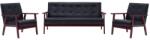 vidaXL Set canapea, 3 piese. , negru, piele artificiala GartenMobel Dekor (279136) Canapea
