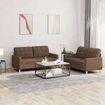 vidaXL Set de canapele cu perne, 2 piese, maro, textil GartenMobel Dekor (3201277) Canapea