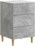 vidaXL Noptiera gri beton cu 3 sertare, 43 x 41 x 66, 5 cm, lemn prelucrat (894558)