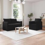 vidaXL Set de canapea 2 pcs Negru 136 x 82 x 85 cm Tesatura GartenMobel Dekor (3407525) Canapea