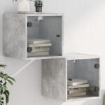 vidaXL Noptiere cu usi din sticla, 2 buc. , gri beton, 35x37x35 cm GartenMobel Dekor (836469)