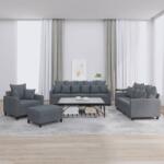 vidaXL Set de canapele cu perne, 4 piese, gri închis, catifea GartenMobel Dekor (3201691) Canapea