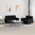 vidaXL Set de canapele cu perne, 2 piese, negru, textil GartenMobel Dekor (3201572) Canapea