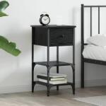 vidaXL Noptiera stejar negru cu sertar si 2 rafturi, 33, 5 x 36 x 70 cm (871240)