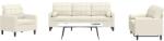 vidaXL Set de canapele cu perne/rulouri, 3 piese, crem, catifea GartenMobel Dekor (3278379) Canapea