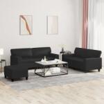vidaXL Set de canapele, 3 piese, negru, piele ecologica GartenMobel Dekor (3201919) Canapea