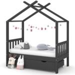 vidaXL Cadru pat copii cu sertar gri închis 70x140 cm lemn masiv pin GartenMobel Dekor (322151)