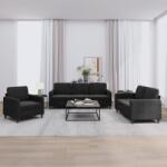 vidaXL Set de canapele, 3 piese, negru, catifea GartenMobel Dekor (3201939) Canapea