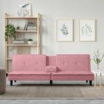 vidaXL Canapea extensibila cu suporturi de pahare, roz, catifea GartenMobel Dekor (351923) Canapea