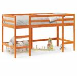vidaXL Pat etajat copii cu scara maro ceruit 90x190 cm lemn masiv pin GartenMobel Dekor (852399)