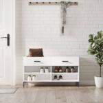 vidaXL Bancheta pantofar, alb extralucios, 102x35x55 cm, lemn compozit GartenMobel Dekor (829742) Pantofar