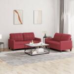 vidaXL Set de canapele cu perne, 2 piese, rosu vin, piele ecologica GartenMobel Dekor (3201361) Canapea