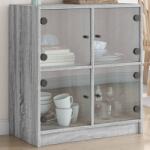 vidaXL Dulap lateral cu usi din sticla, gri sonoma, 68x37x75, 5 cm GartenMobel Dekor (836383) Comoda