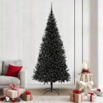 vidaXL Brad de Craciun cu 300 LED cu suport Negru 210 cm PVC GartenMobel Dekor (3396488)