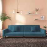 vidaXL Canapea extensibila cu 2 locuri, 2 perne, albastru, catifea GartenMobel Dekor (375917) Canapea