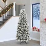 vidaXL Brad de Craciun artificial cu 300 LED cu suport Alb 240 cm GartenMobel Dekor (3396070)