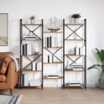 vidaXL Raft pentru carti Lemn vechi 156 x 25 x 167.5 cm Lemn compozit GartenMobel Dekor (868345) Biblioteca