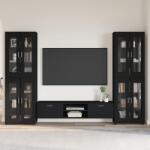 vidaXL Set comoda TV cu sertar cu usa FLORIN 3 pcs Negru Lemn compozit GartenMobel Dekor (3397985)