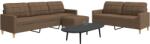 vidaXL Set de canapele cu taburet, 3 piese, maro, textil GartenMobel Dekor (3278330) Canapea