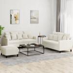 vidaXL Set de canapele cu perne, 3 piese, crem, catifea GartenMobel Dekor (3201718) Canapea