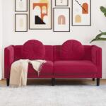 vidaXL Canapea cu perne, 2 locuri, rosu vin, catifea GartenMobel Dekor (372636) Canapea