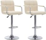 vidaXL Scaune de bar, 2 buc. , crem, material textil GartenMobel Dekor (283421)