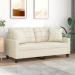 vidaXL Canapea cu 2 locuri cu pernute, crem, 140 cm, piele ecologica GartenMobel Dekor (3200804) Canapea